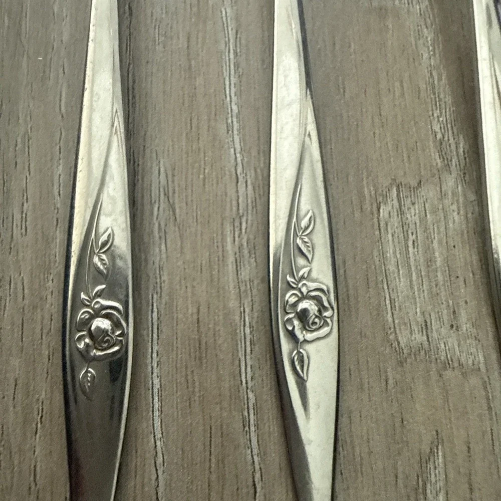 Set of 5 Oneida Community MY ROSE Glossy Stainless Flatware 6 1/4